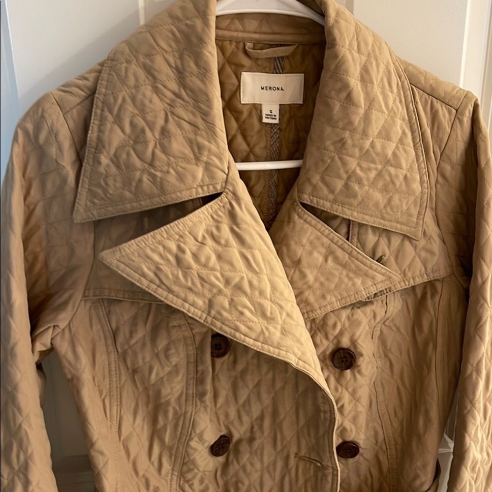 Versona Tan Quilted Trench Coat